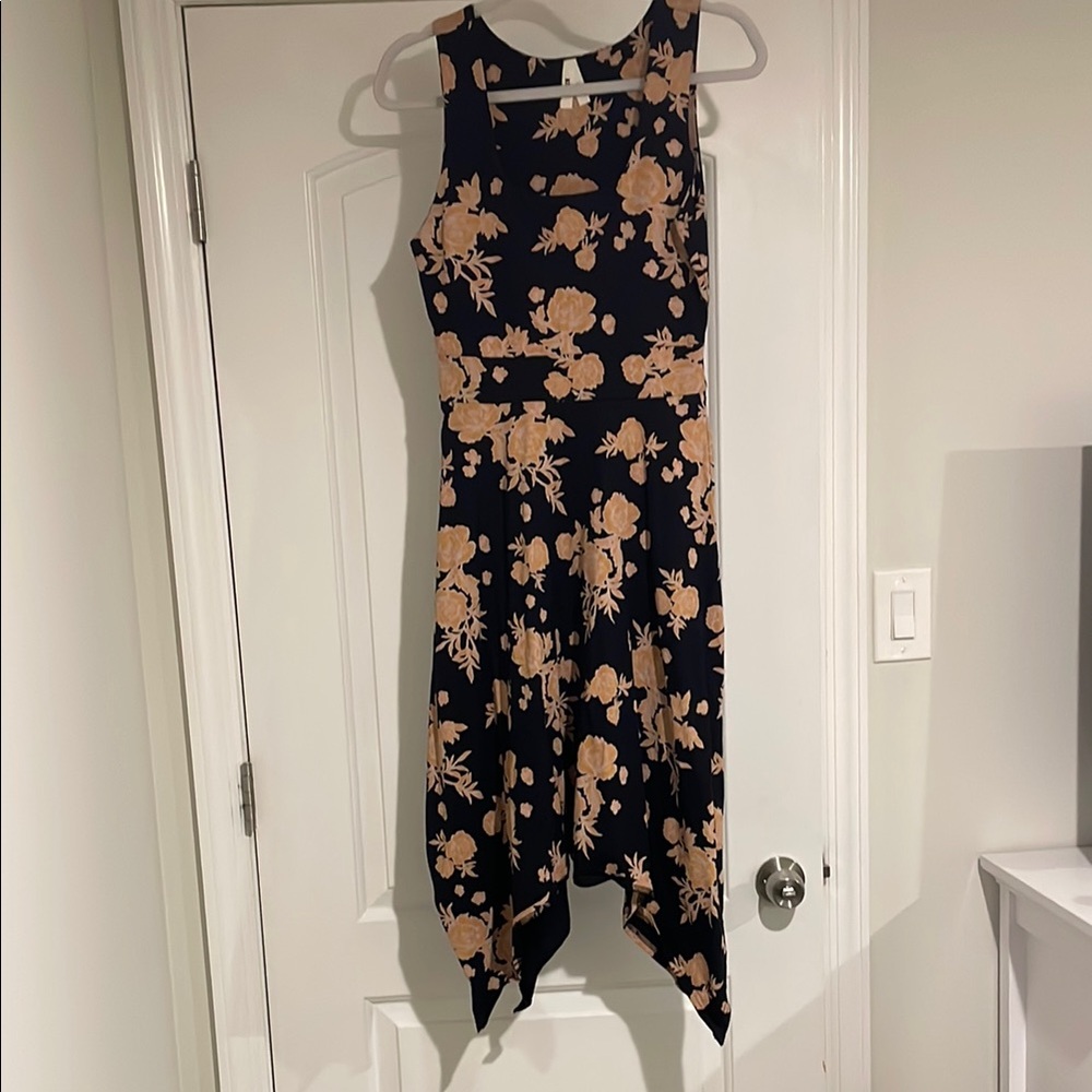 Pact Asymmetrical Blue and Orange Sleeveless Dress